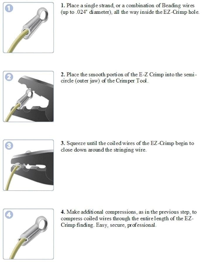Beadalon EZ-Crimp Ends with Ring, 3.5mm, Silver or Gold Plated, 20 pcs