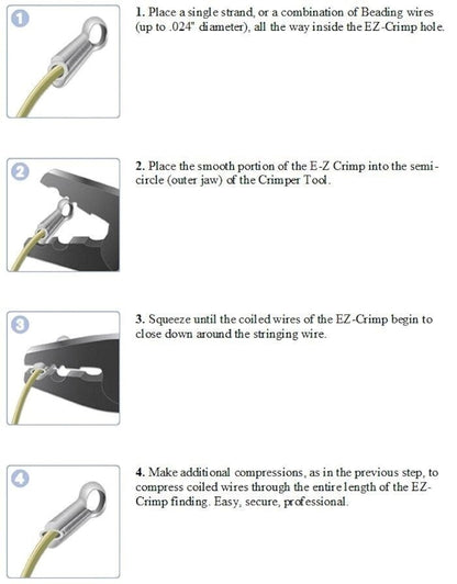 Beadalon EZ-Crimp Ends with Ring, 3.5mm, Silver or Gold Plated, 20 pcs