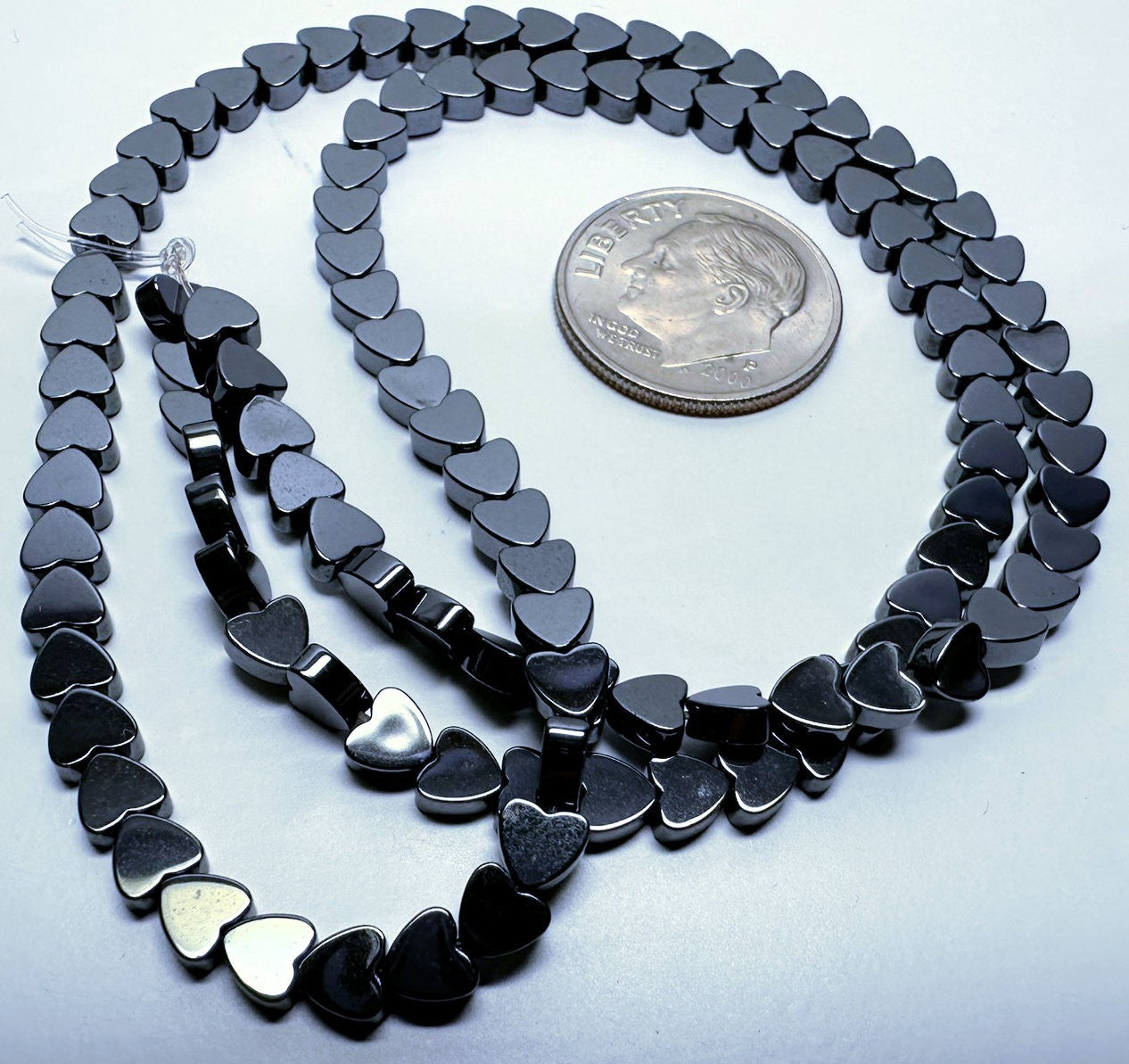 Hemalyke Black 4mm Flat Heart Beads, 1 Strand (approx. 100)