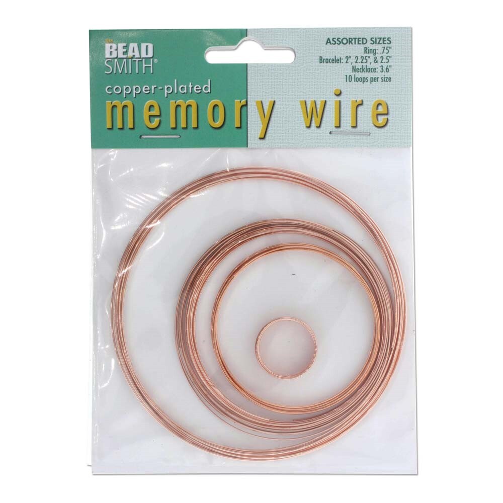 BeadSmith Memory Wire Assortment, 50-Loop Mix — Silver, Gold, Copper or Black