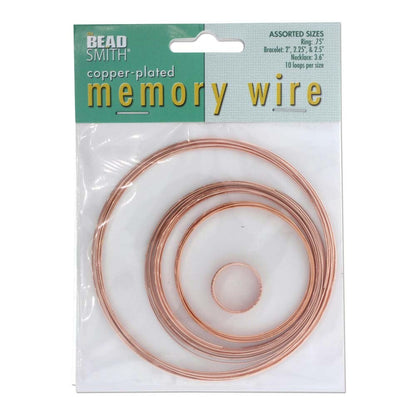 BeadSmith Memory Wire Assortment, 50-Loop Mix — Silver, Gold, Copper or Black