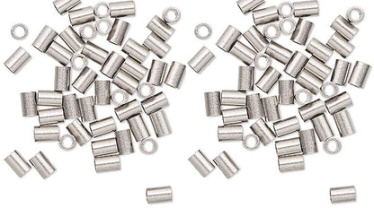Stainless Steel Tube Crimp Beads, 3x2mm 1.3mm ID - Pack of 50