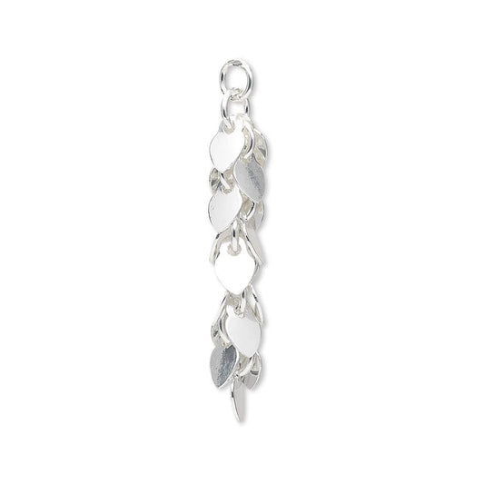 Sterling Silver Cluster of Hearts Drop Focal Charm 25x5mm