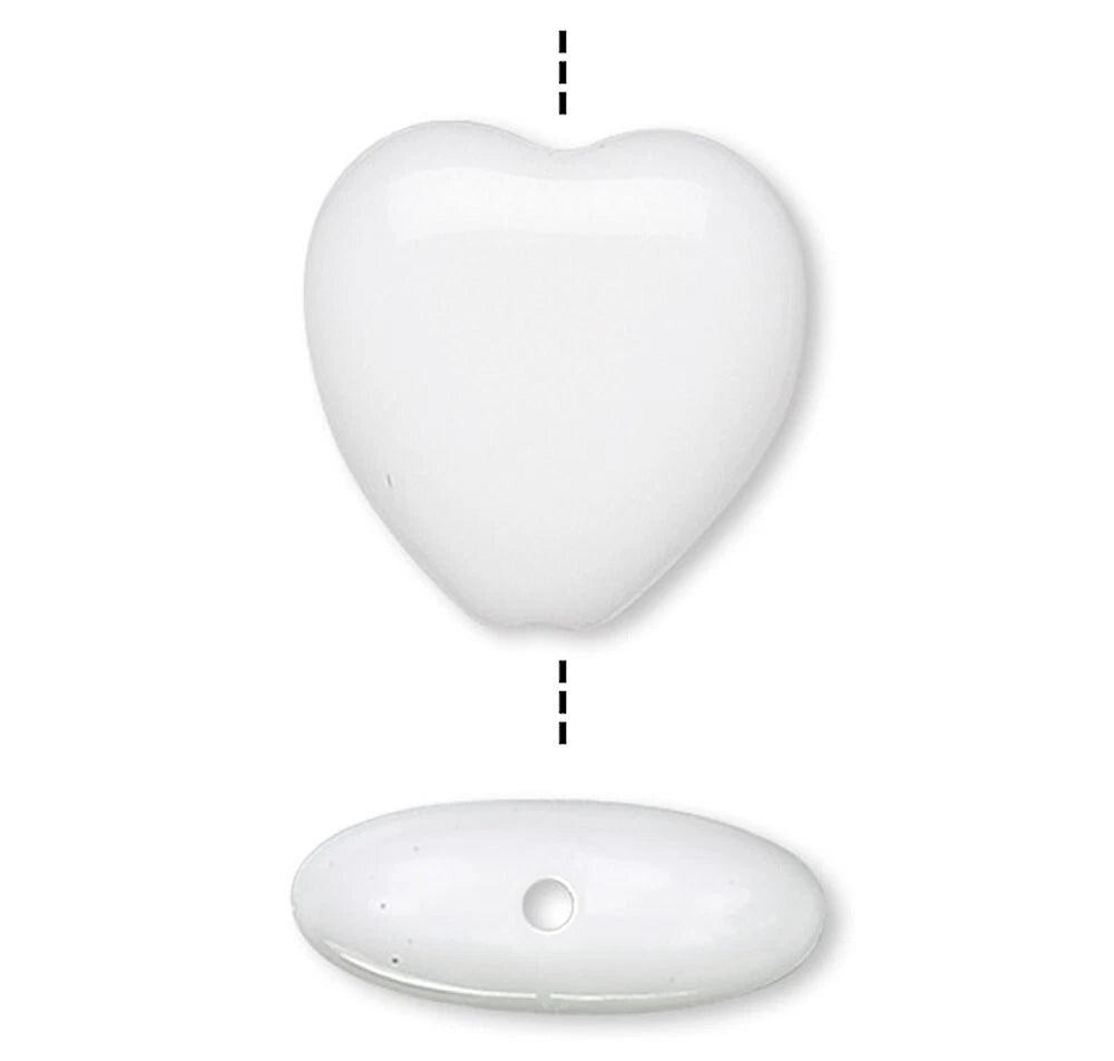 Czech Opaque White Pressed Glass Heart Beads, 6mm, 1 Strand (approx. 67)