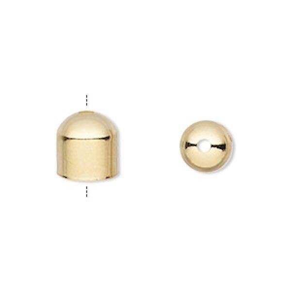 Gold Plated Brass Cord End Caps 8x8mm with 7mm ID