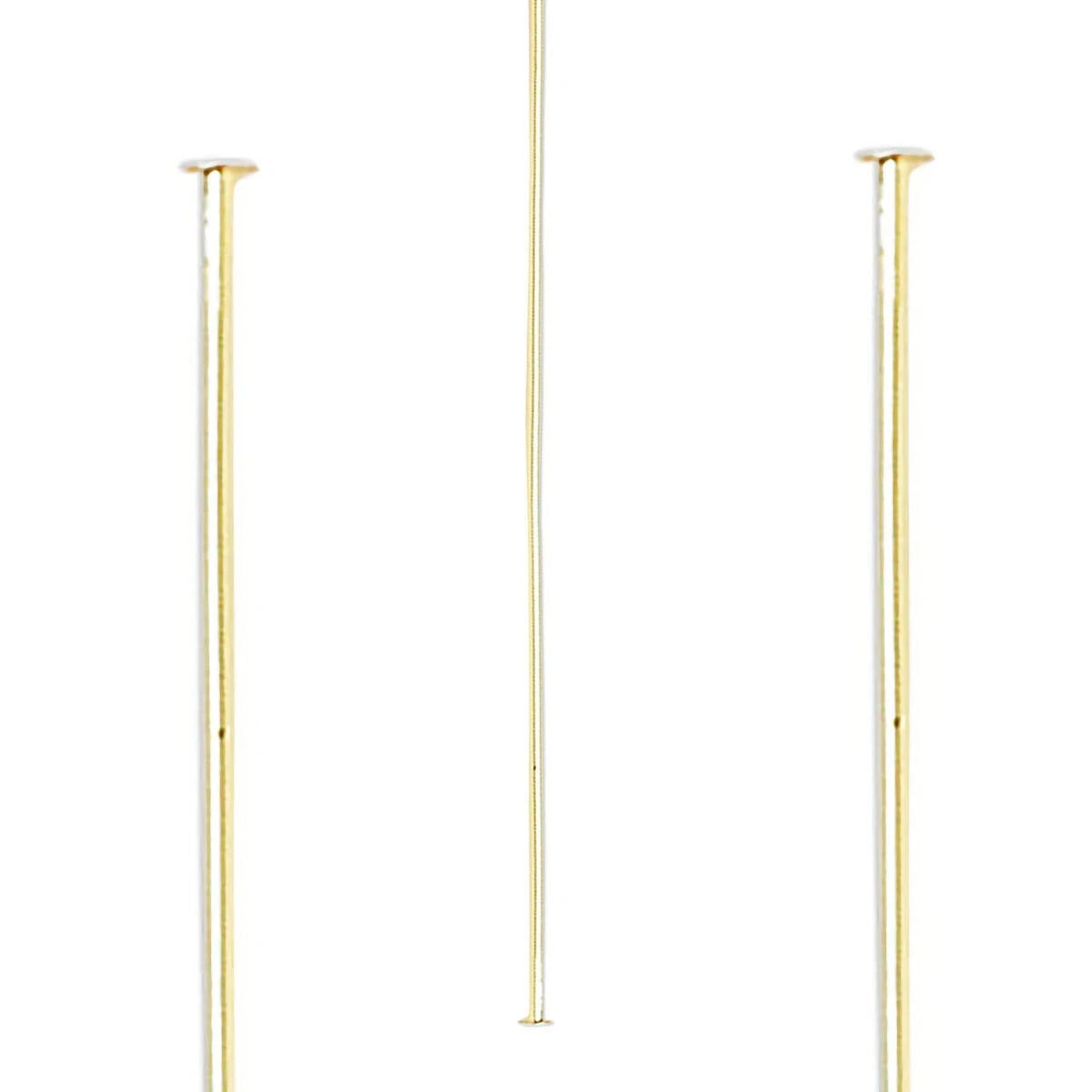 Gold-Plated Brass Head Pins, 2 inch, 24 Gauge, 100 pcs