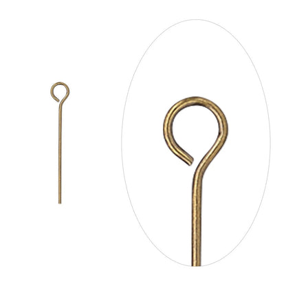Antiqued Gold Plated Brass Eye Pins, 3/4 inch, 24 Gauge, 100 pcs