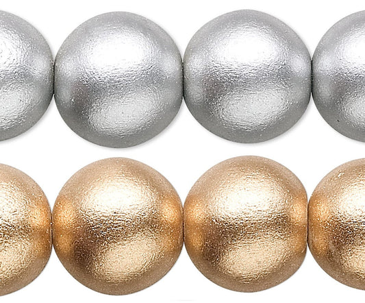 Painted Wood 15mm Round Beads, Metallic Finish, 1 Strand (approx. 25)