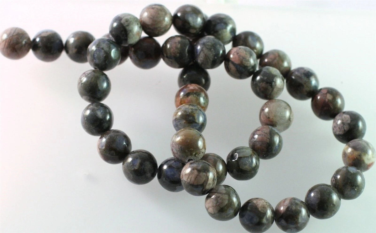 Natural Blue Riolita Round Gemstone Beads, 10mm - 1 strand