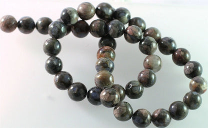 Natural Blue Riolita Round Gemstone Beads, 10mm - 1 strand