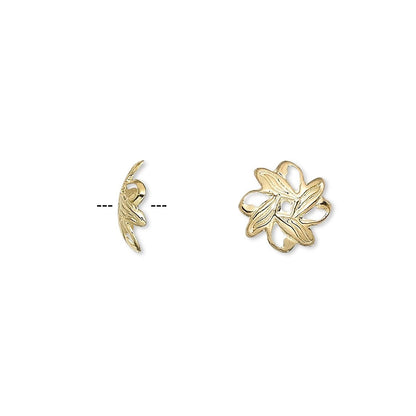 Gold earring components on a white background