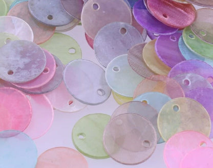 Capiz Shell Coated Round Coin Charms, Assorted Mix, 13mm (100)