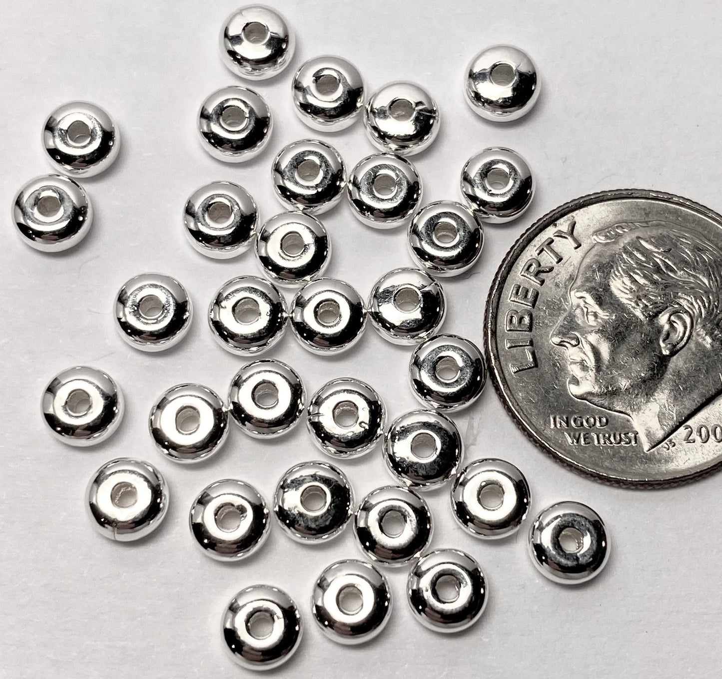 Beadsmith Silver Plated Brass Smooth Heishi Spacer Beads, 4.5x2.4mm, 144 pcs