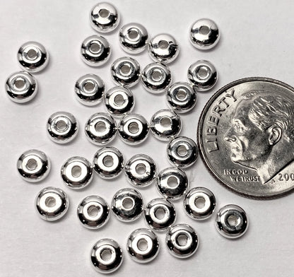 Beadsmith Silver Plated Brass Smooth Heishi Spacer Beads, 4.5x2.4mm, 144 pcs