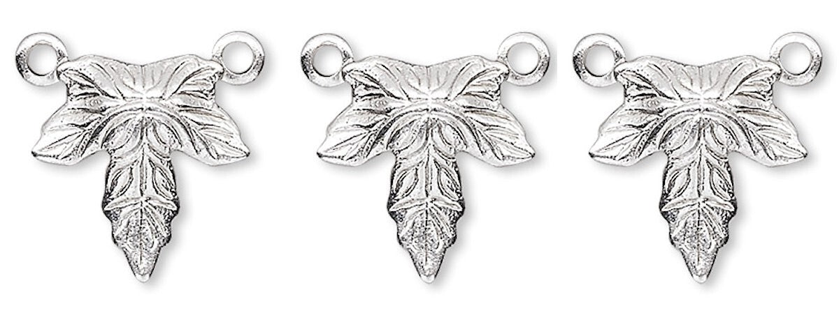 Matte Silver-Plated Brass 10x10mm Maple Leaf Drop Connectors, 100 pcs