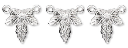 Matte Silver-Plated Brass 10x10mm Maple Leaf Drop Connectors, 100 pcs