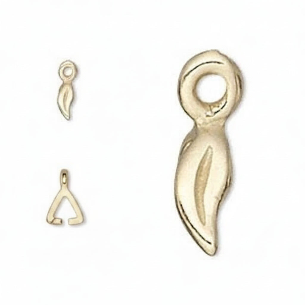 Gold Brass Double-Sided Leaf Ice Pick Pinch Bails, 8x2.5mm, 3mm Grip, 10 pcs