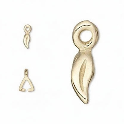 Gold Brass Double-Sided Leaf Ice Pick Pinch Bails, 8x2.5mm, 3mm Grip, 10 pcs