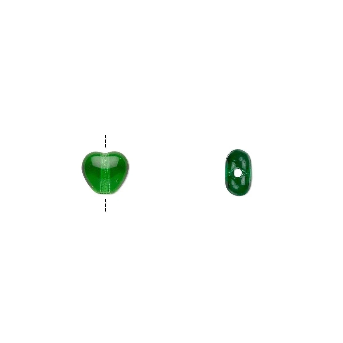 Czech Pressed Glass Transparent Emerald Green Heart Beads, 6mm, 1 Strand (approx. 67)