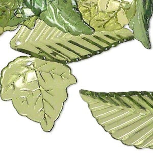 Acrylic Leaf Charm Mix, Assorted Sizes, Green or Autumn Colors, 1/8 lb