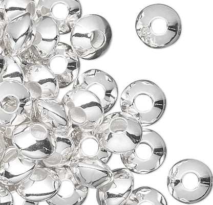 Silver Plated Brass Smooth Saucer Spacer Beads, 5x3mm, 100 pcs