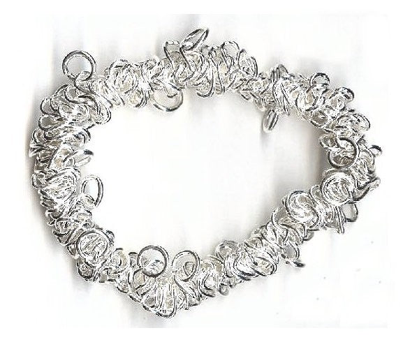 1 Silver Plated Bungee Bracelet Stretchable Metal Chain with Jump Rings *