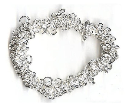 1 Silver Plated Bungee Bracelet Stretchable Metal Chain with Jump Rings *