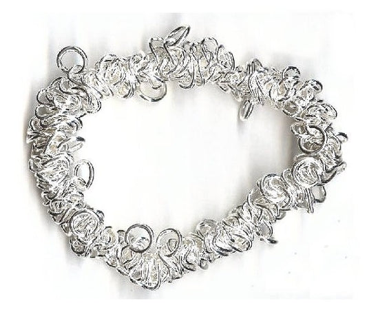 BeadSmith Silver Plated Bungee Bracelet — Stretchable Chain with Jump Rings