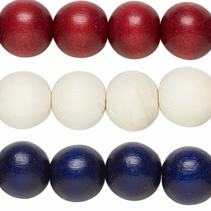 Dyed & Waxed Wood Round Beads 7-8mm - 2 Strands (approx. 108 pcs)