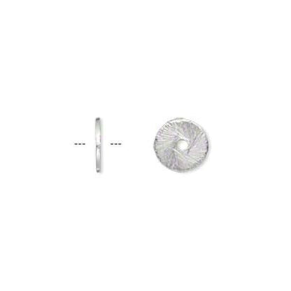 Silver Plated Brass Brushed Heishi Disc Spacer Beads 8x1mm 1.3mm Hole (20 pc)