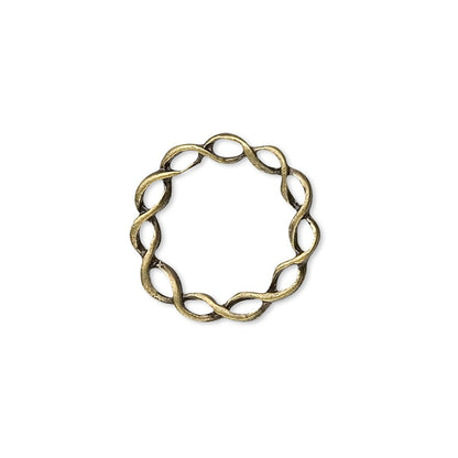 Antiqued Brass Pewter Twisted Ring Multi-Loop Connectors, 18x2mm, 10 pcs