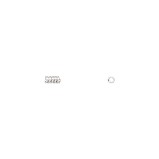 Silver Plated Brass 4x2mm Coil Tube Beads, 100 pcs