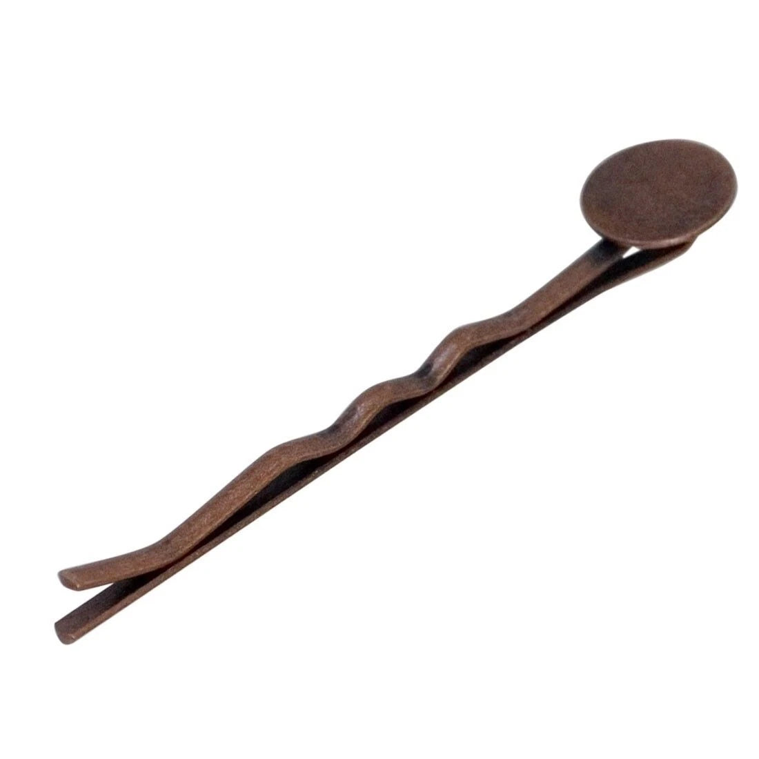 Antiqued Copper Plated Bobby Pin Hair Clips with Glue-On Pad, 50mm, 12 pcs
