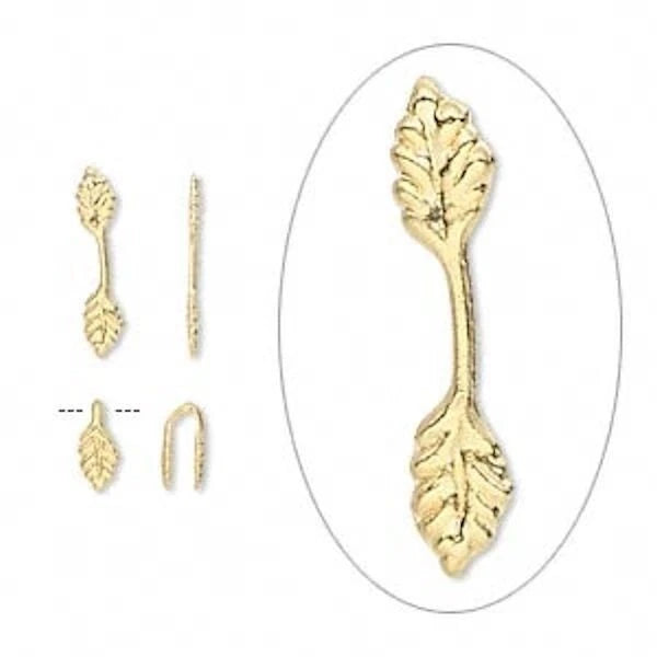 Gold Plated Brass Fold-Over Glue-On Leaf Bail 12.5x3mm - 100 pcs