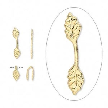 Gold Plated Brass Fold-Over Glue-On Leaf Bail 12.5x3mm - 100 pcs