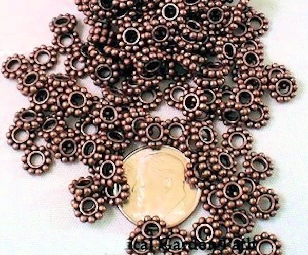 Antiqued Copper Plated Pewter Daisy Spacer Beads, 6x1mm, 300 pcs