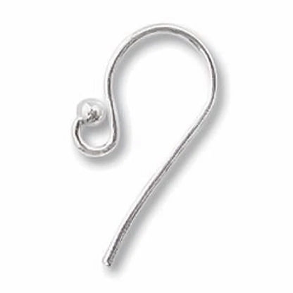 Sterling Silver Fishhook Ear Wires, 18mm, 2mm Ball, 20 Gauge, 50 pcs (25 Pairs)