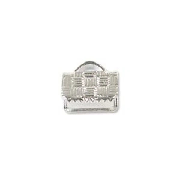 Silver Plated Brass Flat Ribbon Pinch Crimp Ends, 8mm, 12 pcs
