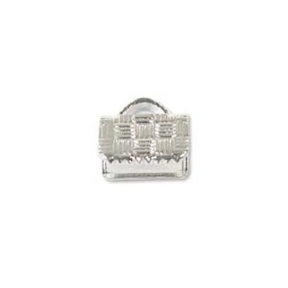 Silver Plated Brass Flat Ribbon Pinch Crimp Ends, 8mm, 12 pcs