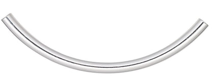 Silver Plated Brass Curved Tube Beads 50x3mm, 10 pcs