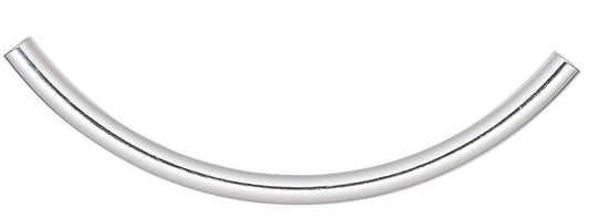 Silver Plated Brass Curved Tube Beads 50x3mm, 10 pcs