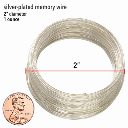 Silver Plated Stainless Steel Bracelet Memory Wire 2", 1 oz (approx. 70 loops)