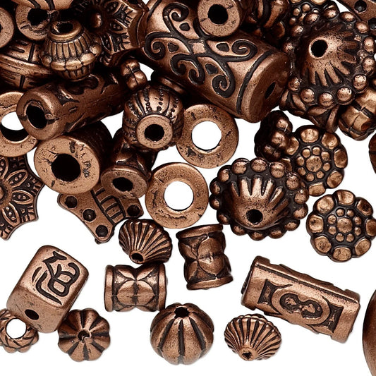 Aztec Bead Mix, Antiqued Copper Acrylic, 250g (approx. 1300 pcs)