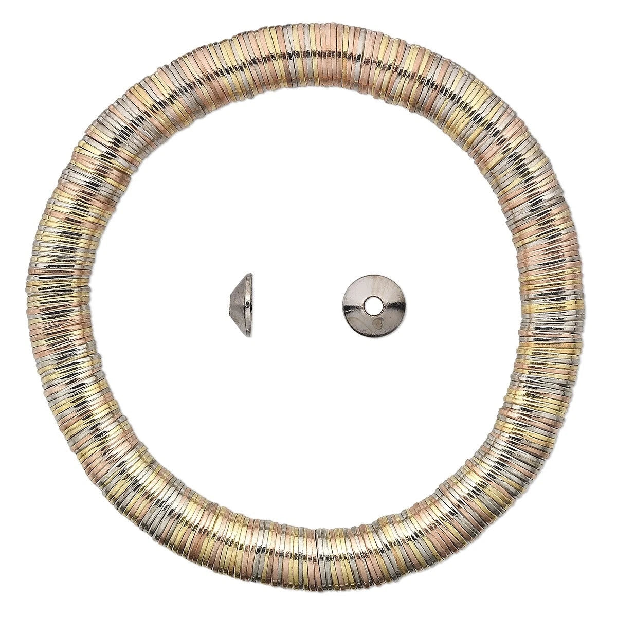 Tri-Color Plated Steel Smooth Cone Bead Caps, 7x2mm, 300 pcs
