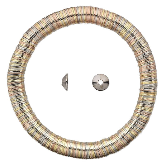 Tri-Color Plated Steel Smooth Cone Bead Caps, 7x2mm, 300 pcs