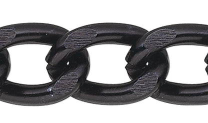 Anodized Aluminum Cable Chain, Black, 11x7mm Links, 25 ft Spool