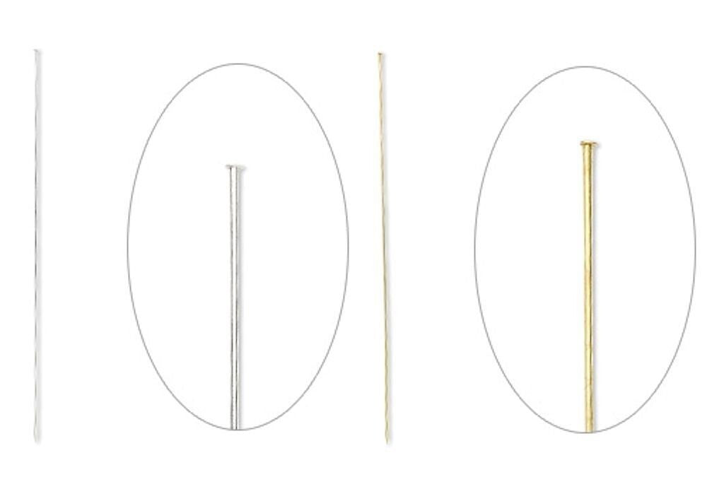 Stick Pins with Clutches, 6 Inch, 18 Gauge, Silver Plated or Gold Brass