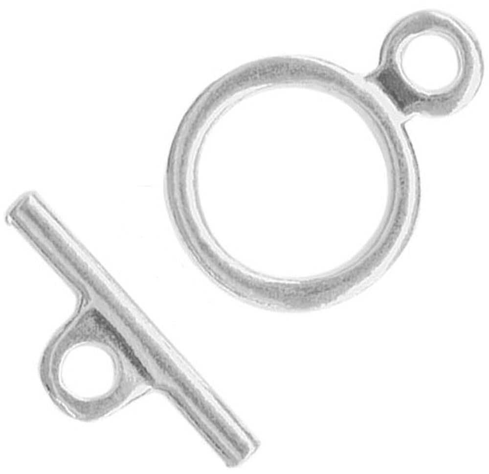 Silver Pewter Toggle Clasps with 12mm Ring and 16mm Bar