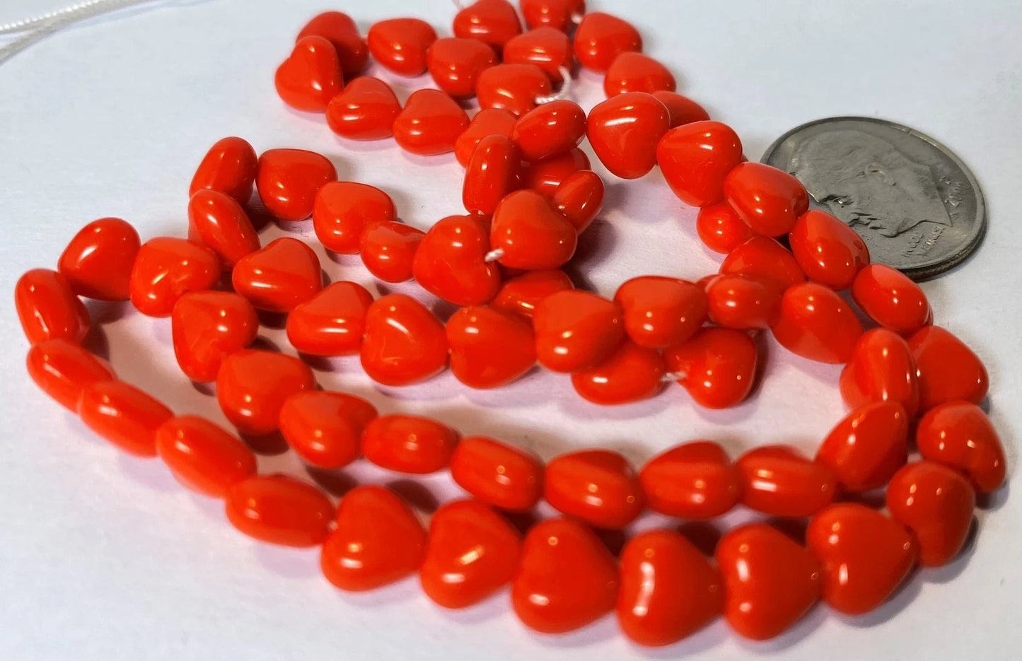 Czech Pressed Glass Opaque Orange Heart Beads, 6mm, 1 Strand (approx. 67)