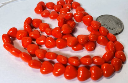 Czech Pressed Glass Opaque Orange Heart Beads, 6mm, 1 Strand (approx. 67)